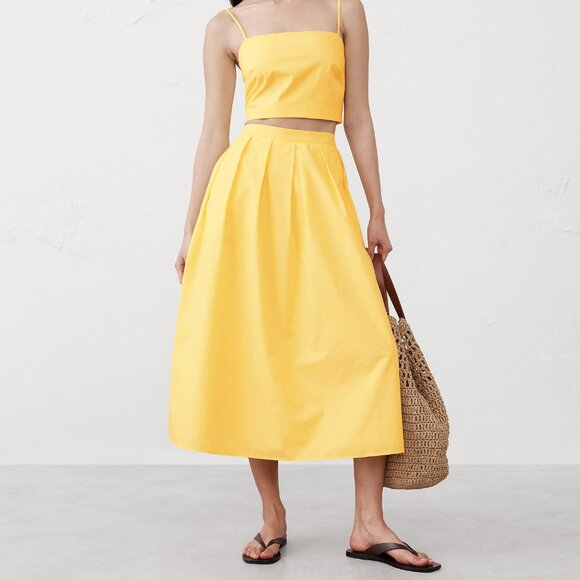 Banana Republic Factory BR Poplin Pleated Midi Skirt S Small SM - Picture 2 of 11